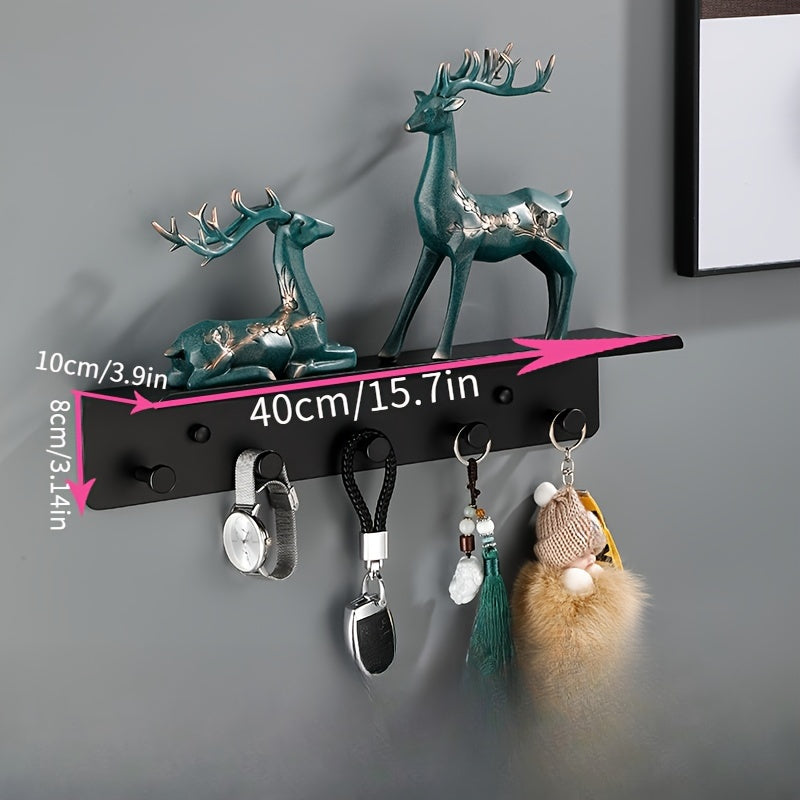 Wall Mounted Key Storage Hook Shelf Coat Rack