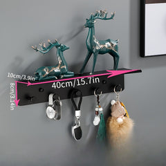 Wall Mounted Key Storage Hook Shelf Coat Rack
