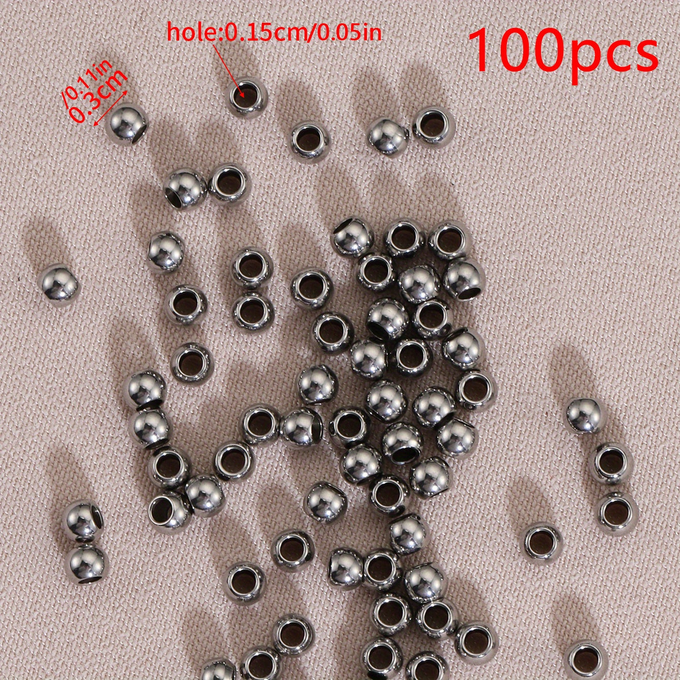100pcs Stainless Steel Beads Big Hole Spacer Beads For Jewelry Making