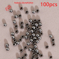 100pcs Stainless Steel Beads Big Hole Spacer Beads For Jewelry Making