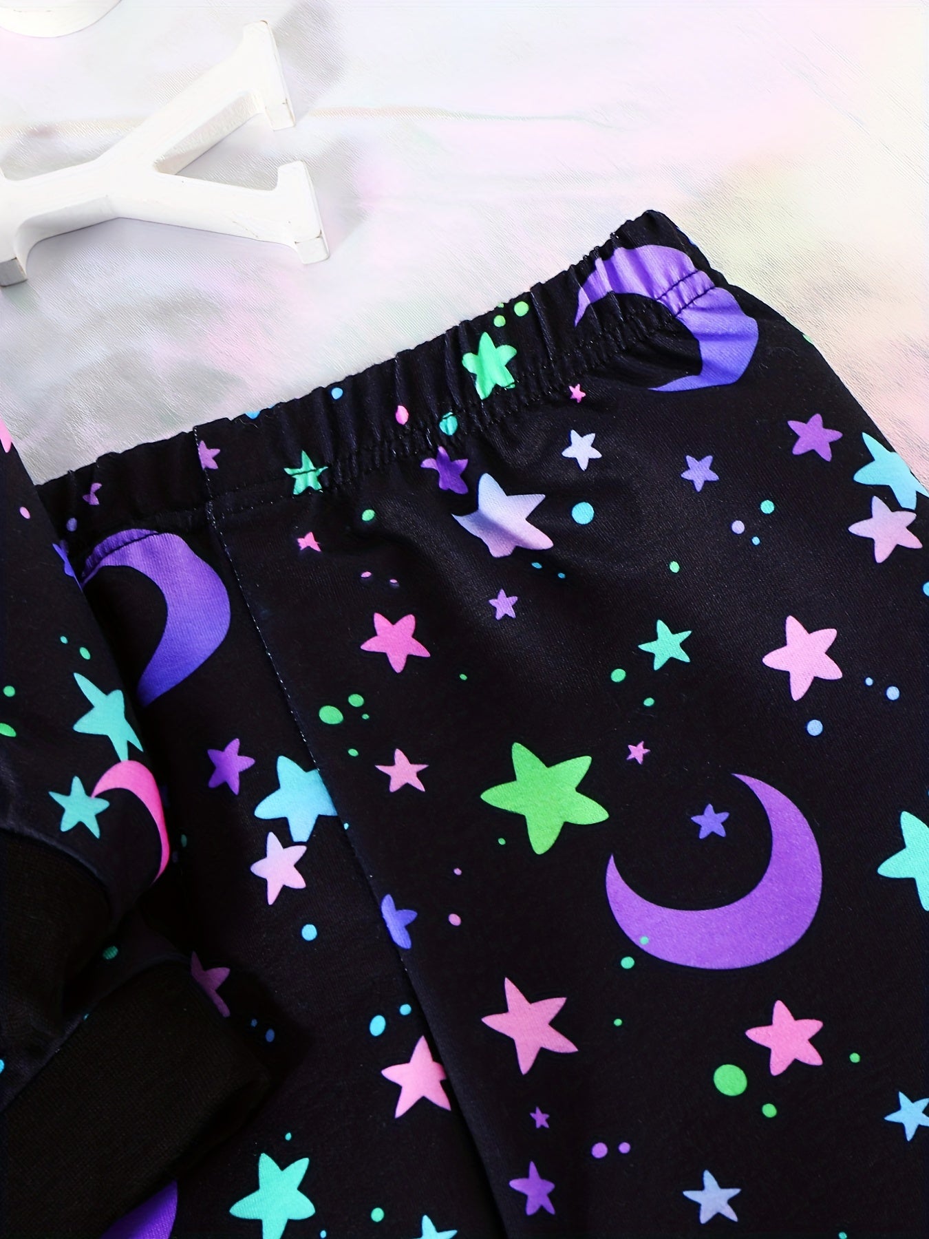 Star & Moon Reflective Girl's 2pcs Sweatshirt & Sweatpants Set