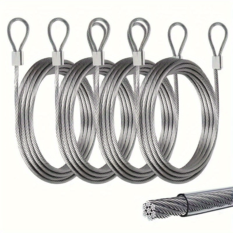 4pcs 12ft 2mm Stainless Steel Cable 7x7 Strands for Tent & Hanging