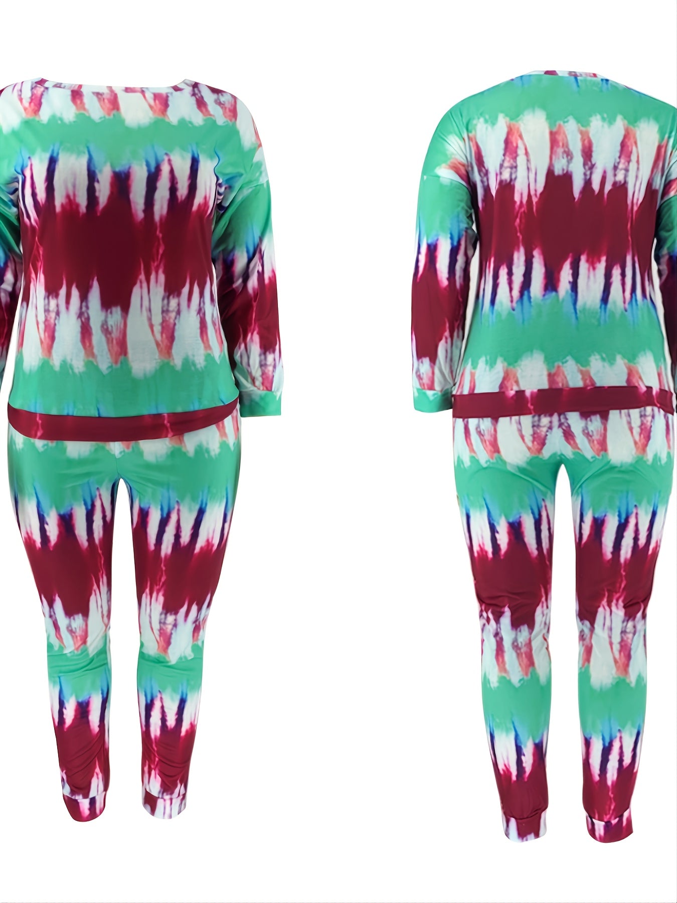  Tie Dye Long Sleeve Tee & High Waist Sweatpants Set
