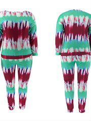  Tie Dye Long Sleeve Tee & High Waist Sweatpants Set