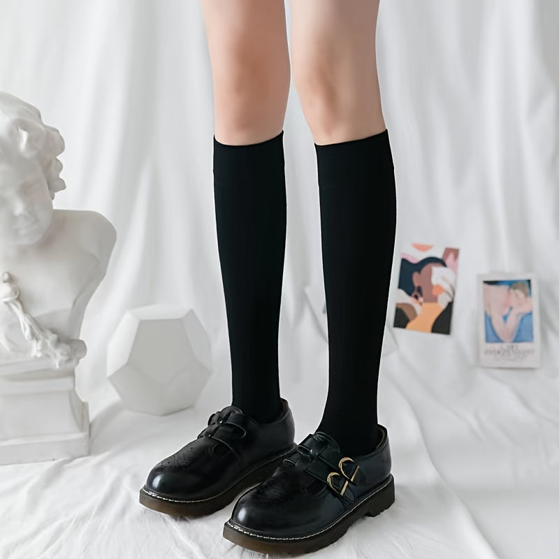 2 Pairs College Style Knee High Socks Women's Stockings