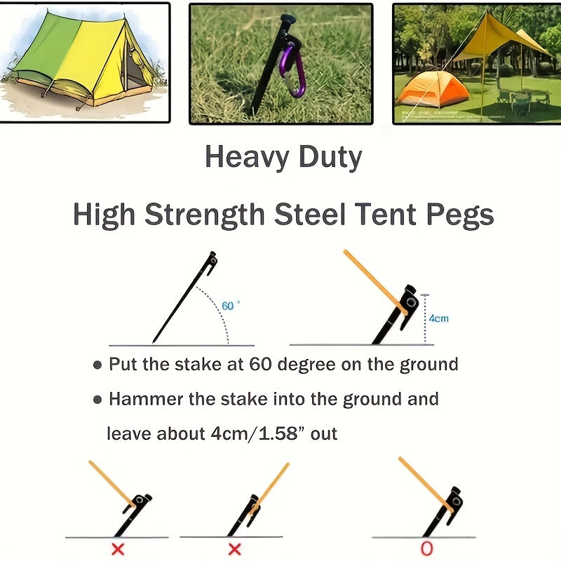 4pcs Steel Ground Nails for Canopy Tent Outdoor Camping Beach