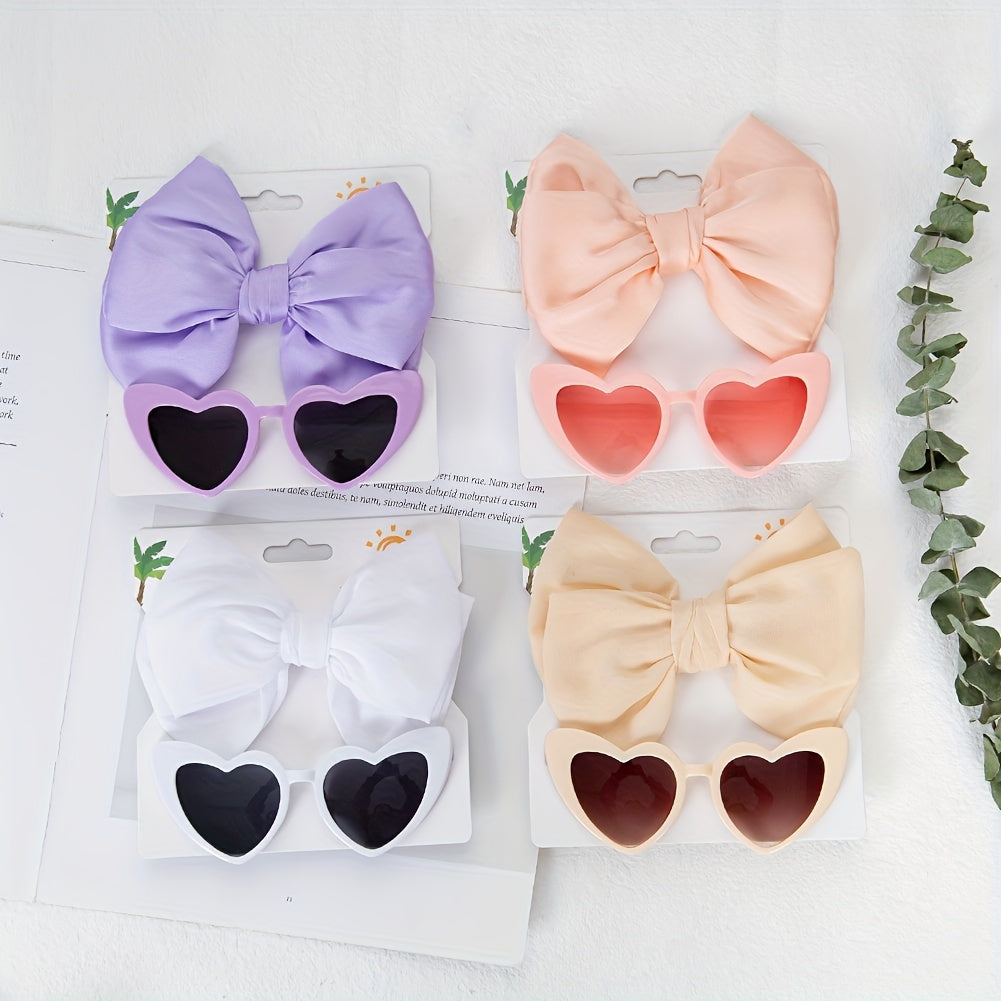 Kids Heart Glasses & Tissue Bow Hairband Set