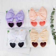 Kids Heart Glasses & Tissue Bow Hairband Set