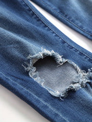 Men Ripped Distressed Destroyed Fit Washed Denim Jeans