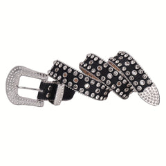 Sparkle Studded Rhinestone PU Leather Belt for Jeans Dress