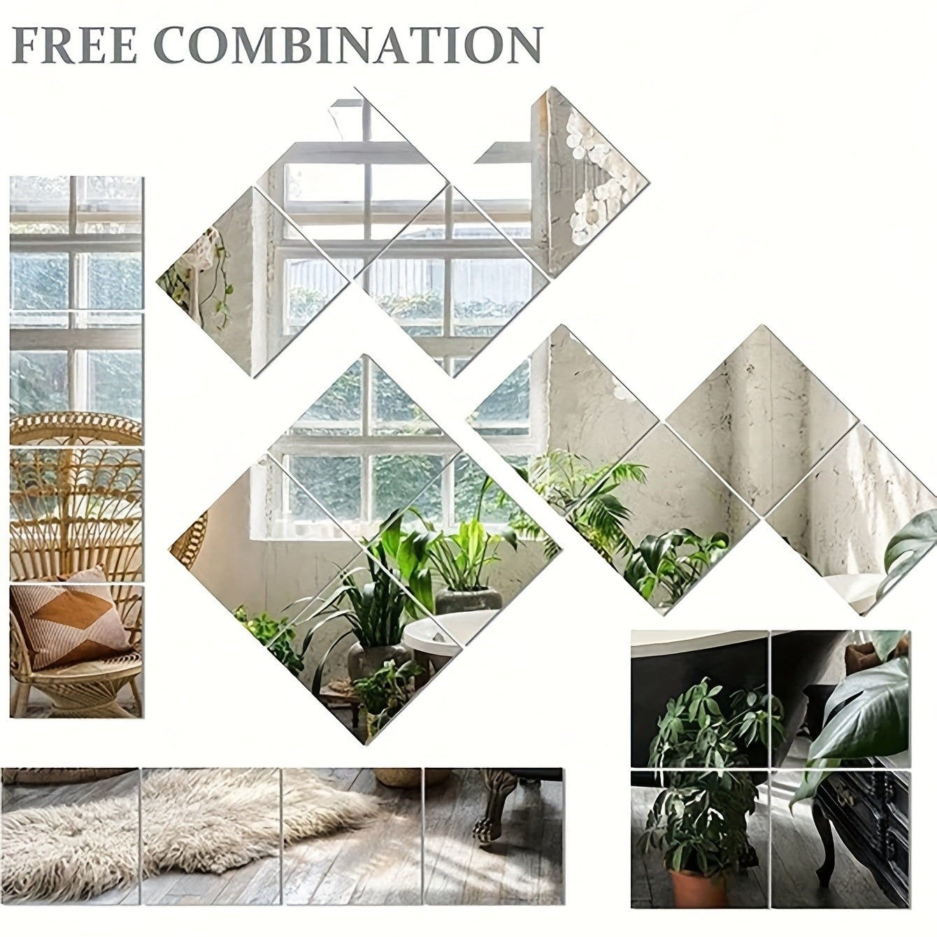 4pcs HD Acrylic Right Angle Mirror Sticker for Home and Office Walls