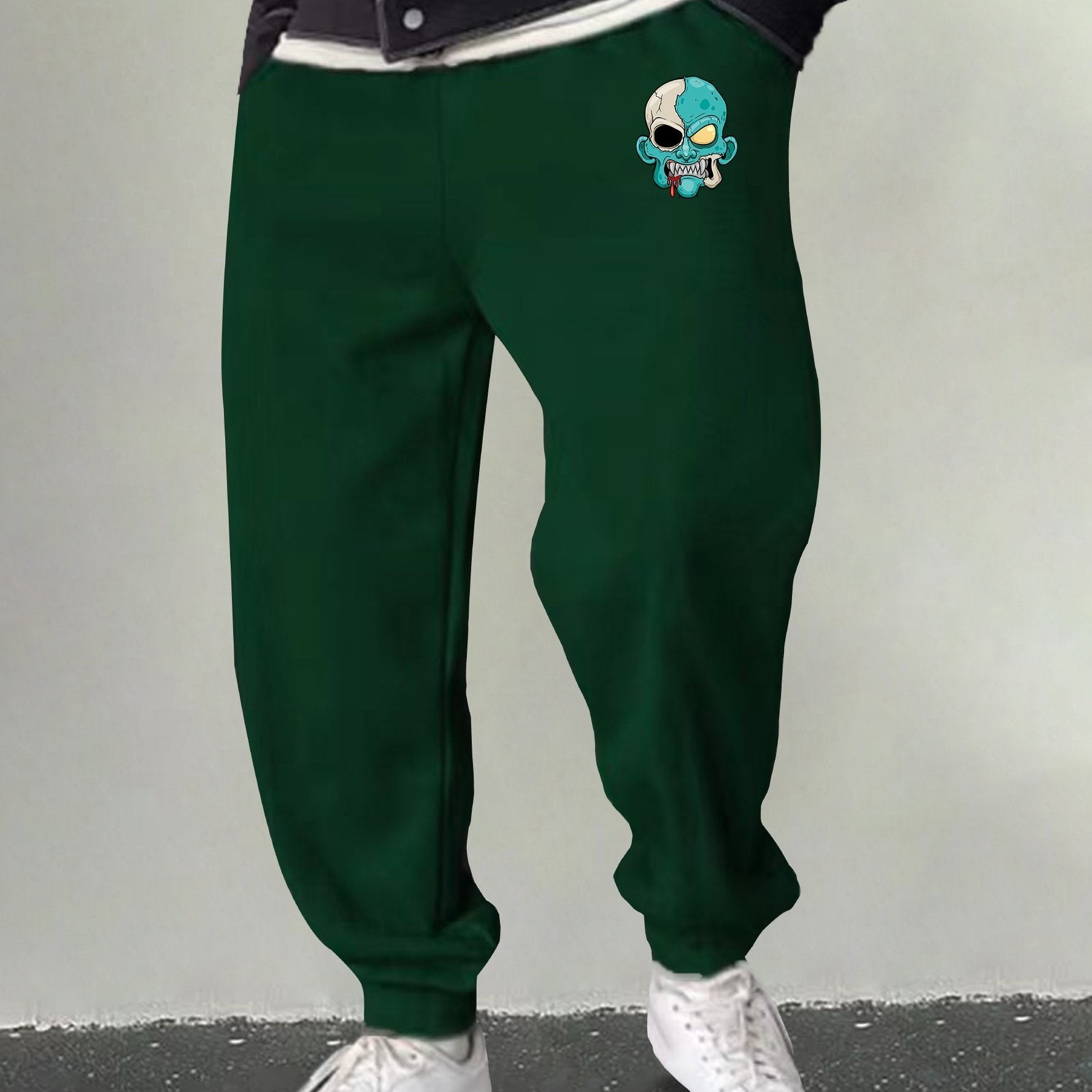 Men's Monster Print Joggers Slightly Stretch Sweatpants