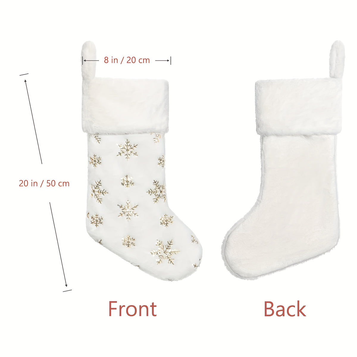 Snowy Christmas Stockings Faux Fur Hanging Ornaments Candy Gift Bags