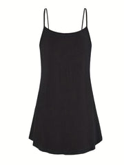  Solid V Neck Stretch Cami Dress