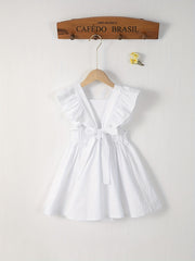 Girl's Flutter Sleeve Overall Dress