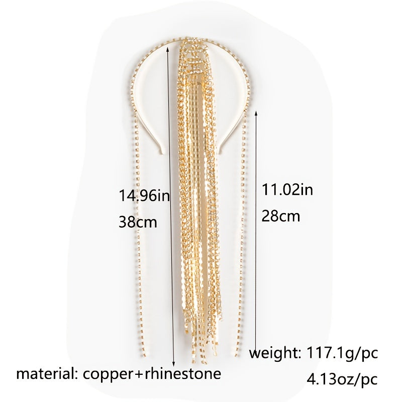Crystal Rhinestone Hair Chain Headpiece with Tassel