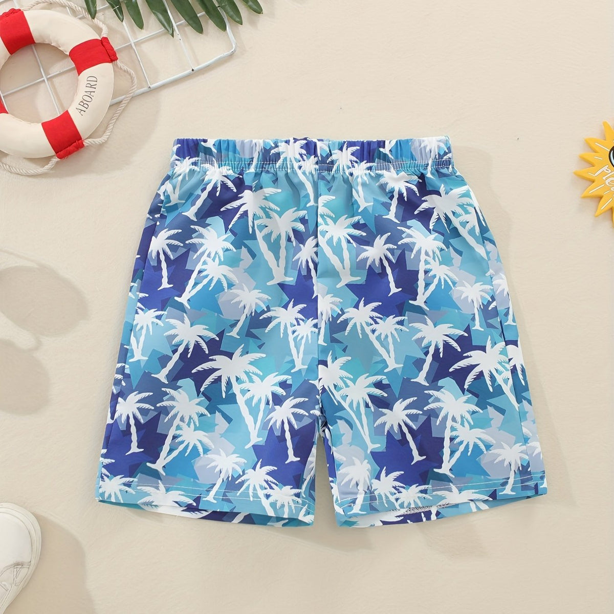 Boys Trees Print Casual Shorts for Vacation Beach Kids Summer Clothes