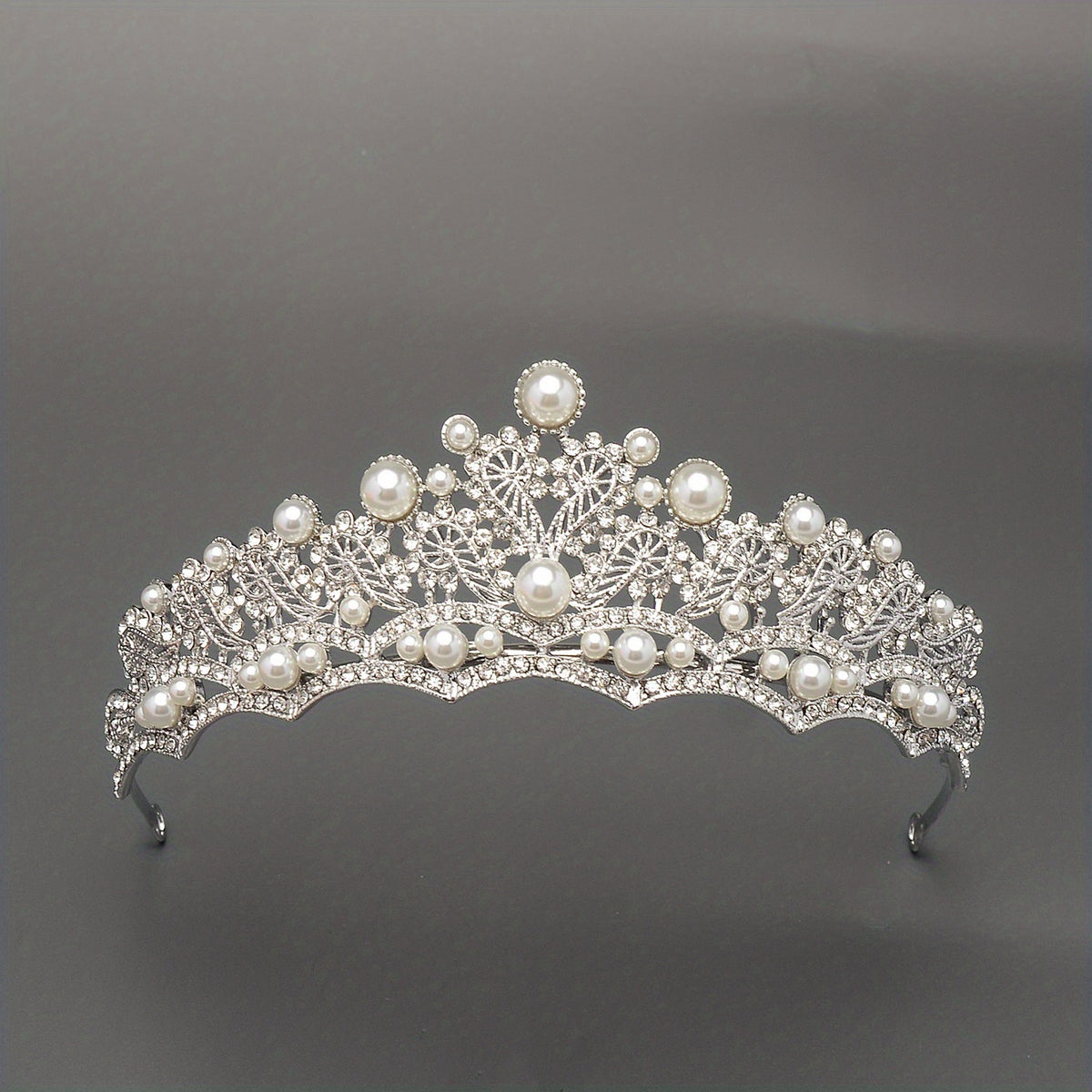 Bridal Tiara Headband Faux Pearl Rhinestone Crown
