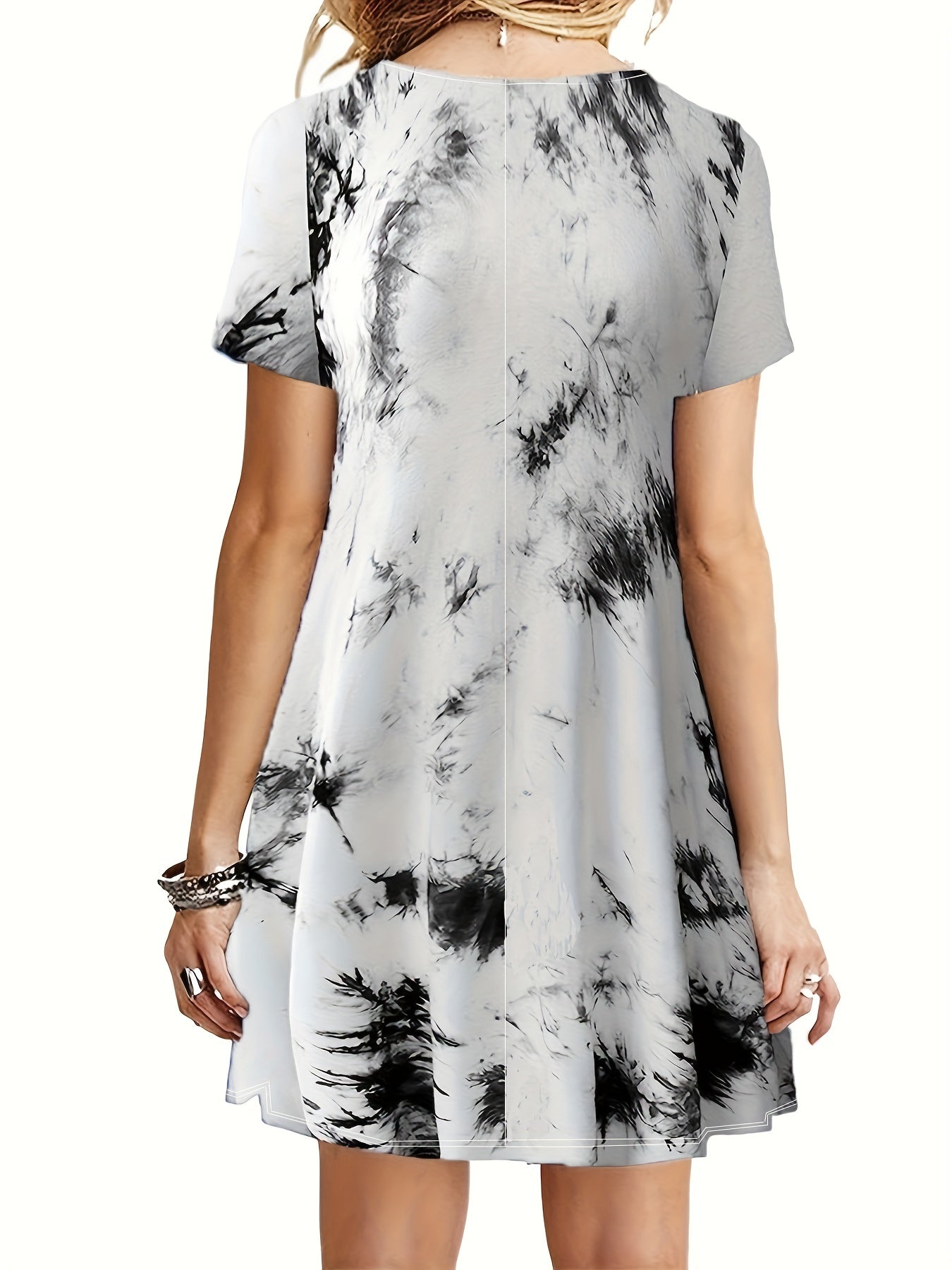  Tie Dye Short Sleeve Slim Fit Dress