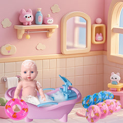 Bathroom Toy Set with Bathtub and Swimming Ring for Dolls