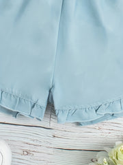 Kid Girls Denim Shorts Ruffle Fringes Breathable Thin Comfy Fit Summer