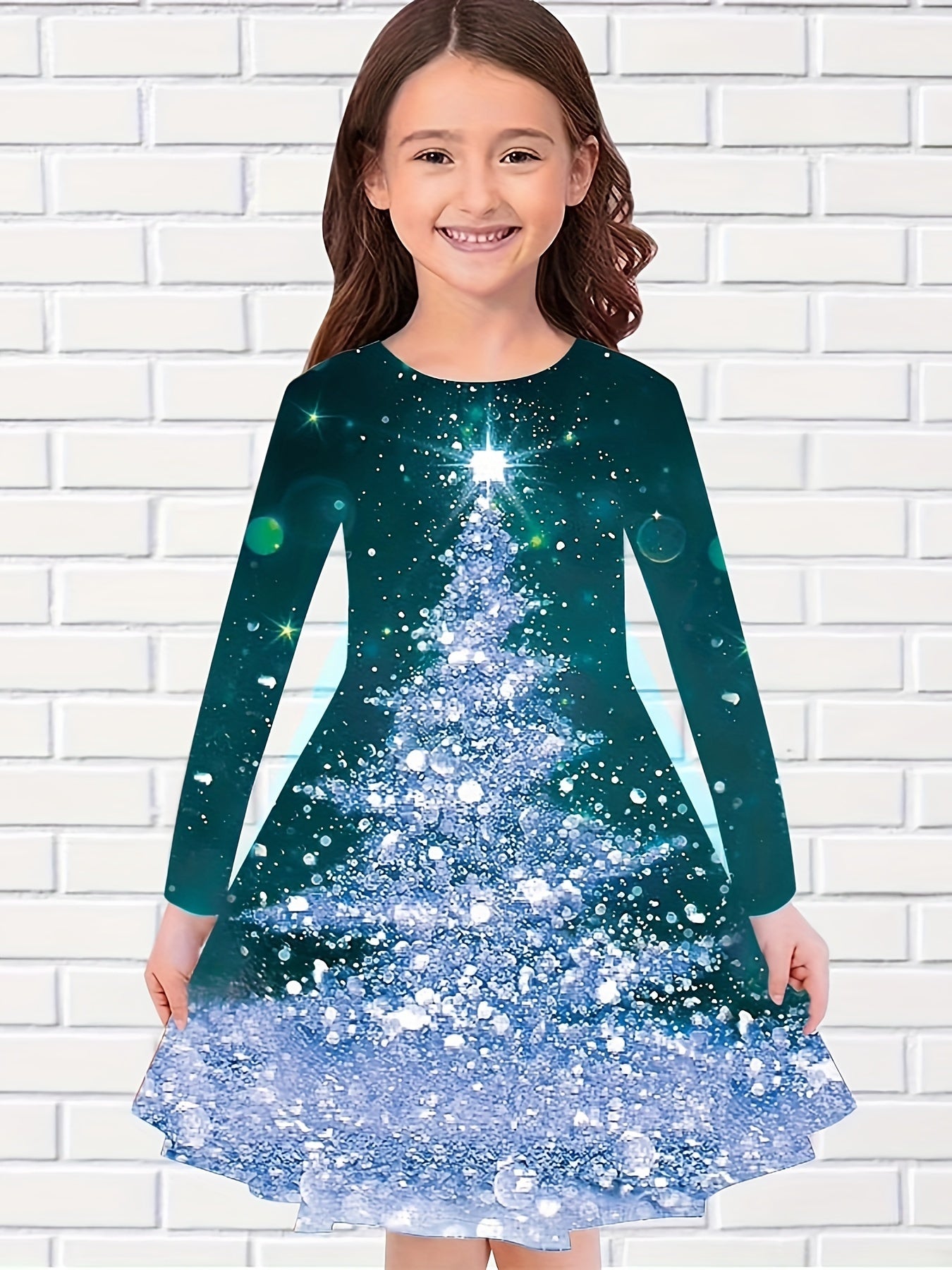 Girls' Magical Forest Long Sleeve Dress for Fall