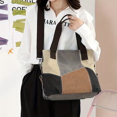 Stain Resistant Block Tote Bag Large Capacity Durable Shoulder Bag