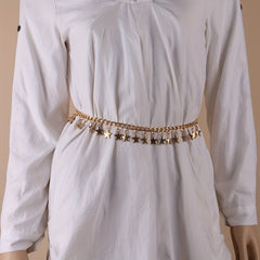 Golden Star Pendant Waist Chain Boho Metal Chain Belt Dress Girdle Women