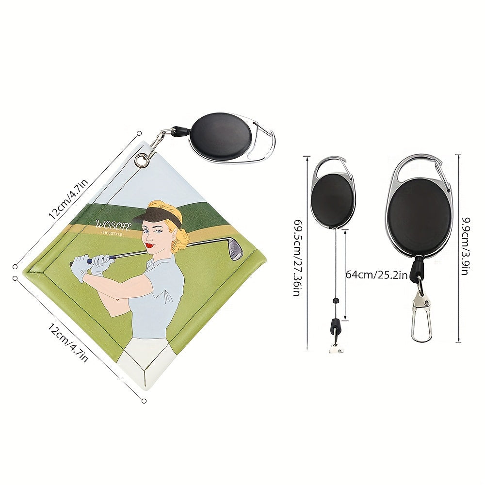 Beauty Pattern Golf Towel PU Material Easy Pull Hook Outdoor Sports