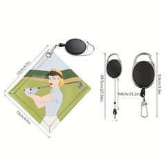 Beauty Pattern Golf Towel PU Material Easy Pull Hook Outdoor Sports