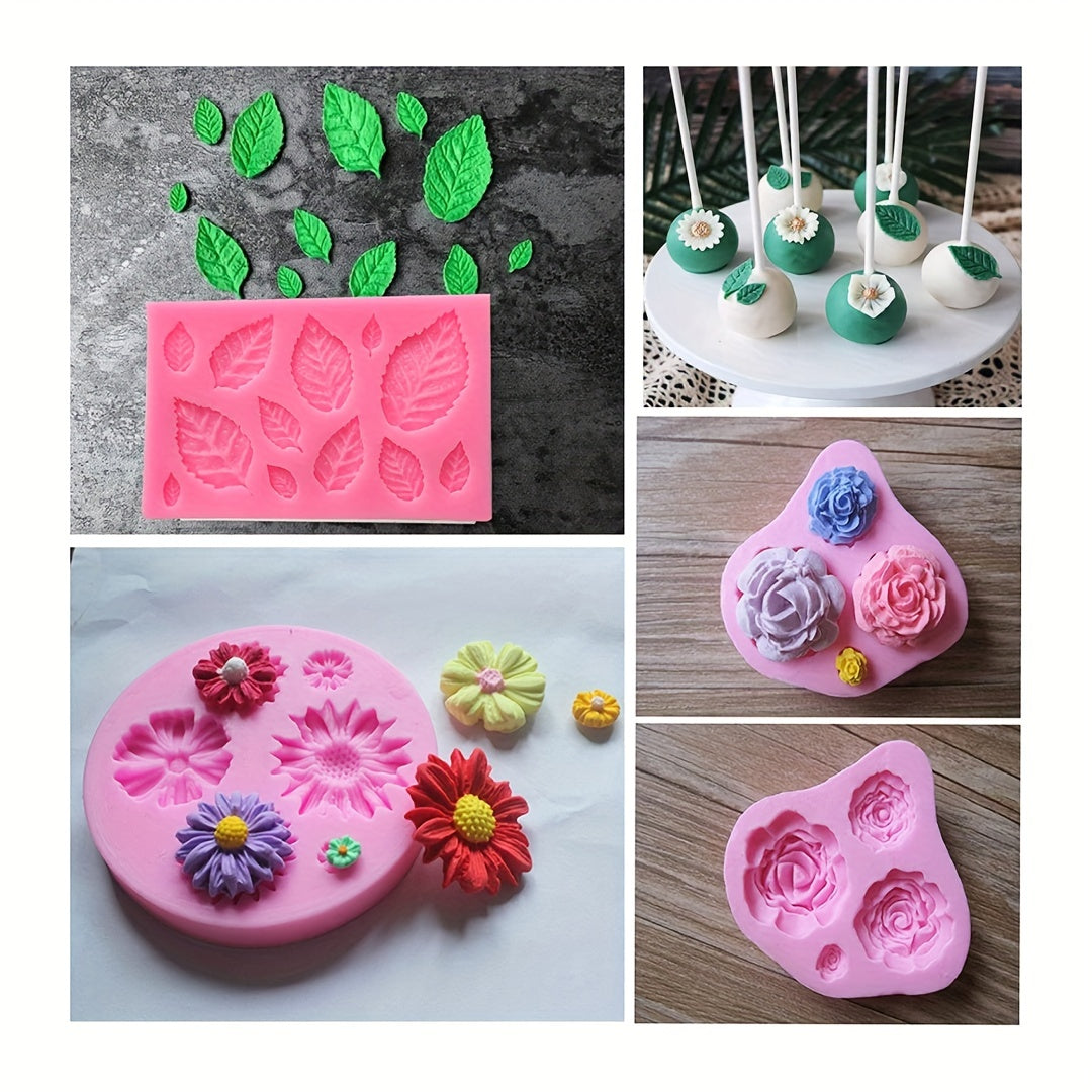 Flower Silicone Cake Mold Rose Leaf Fondant Chocolate Making Mold
