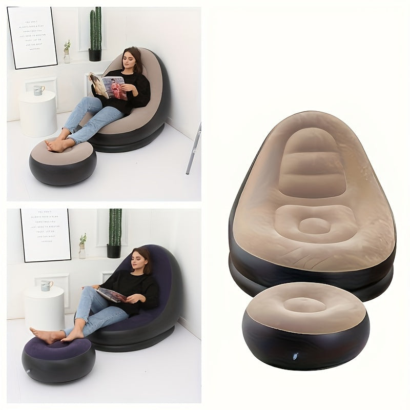 Portable Air Lazy Sofa Inflatable Lounger Air Couch With Footrest