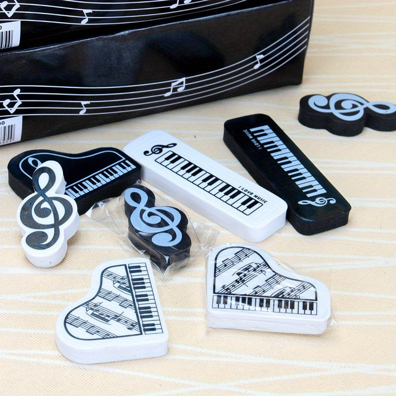 3pcs Note & Piano Eraser Pack, Portable Pencil Eraser for Students