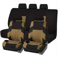 9pc Universal Car Seat Covers Set Gray Tan Red Thick Foam Cushion & Protector