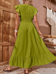 Butterfly Sleeve Maxi Dress V Neck High Waist Women's Clothing
