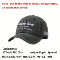 Rock Embroidery Washed Baseball Cap Distressed Sun Hat Adjustable Unisex Dad Hat
