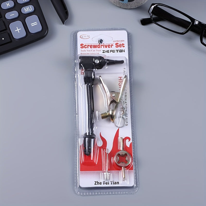 4pcs Cycling Supplies Valve Core Wrench Air Needle Air Pipe Nozzle Clip Set