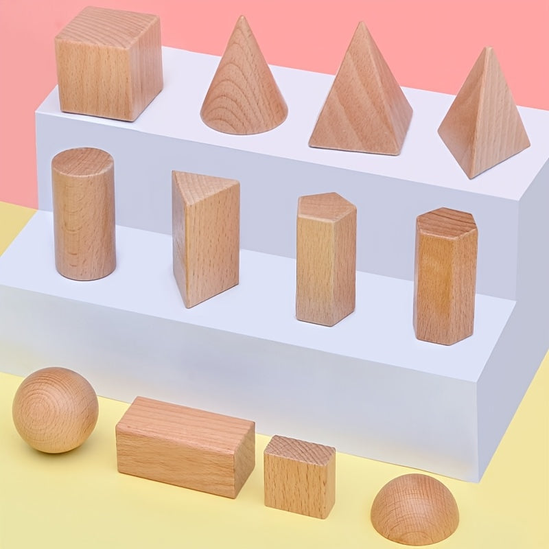 Wooden Geometric Shapes Set for Kids Learning