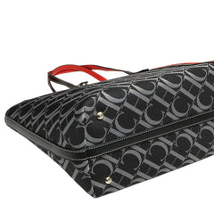 Vintage Tote Bag Zipper Closure Red Geometric Circle Pattern