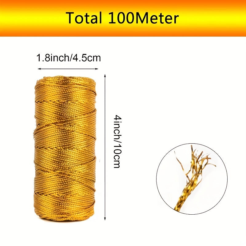 2 Rolls 100m Golden Onion Thread Rope For Gift Wrapping DIY Decor