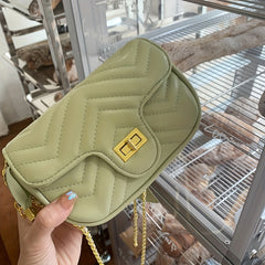 Square Quilted Chain Bag Turn Lock Shoulder Bag