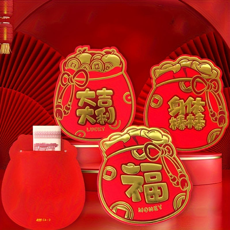 6pcs Dragon Year God of Wealth Pattern Red Envelopes