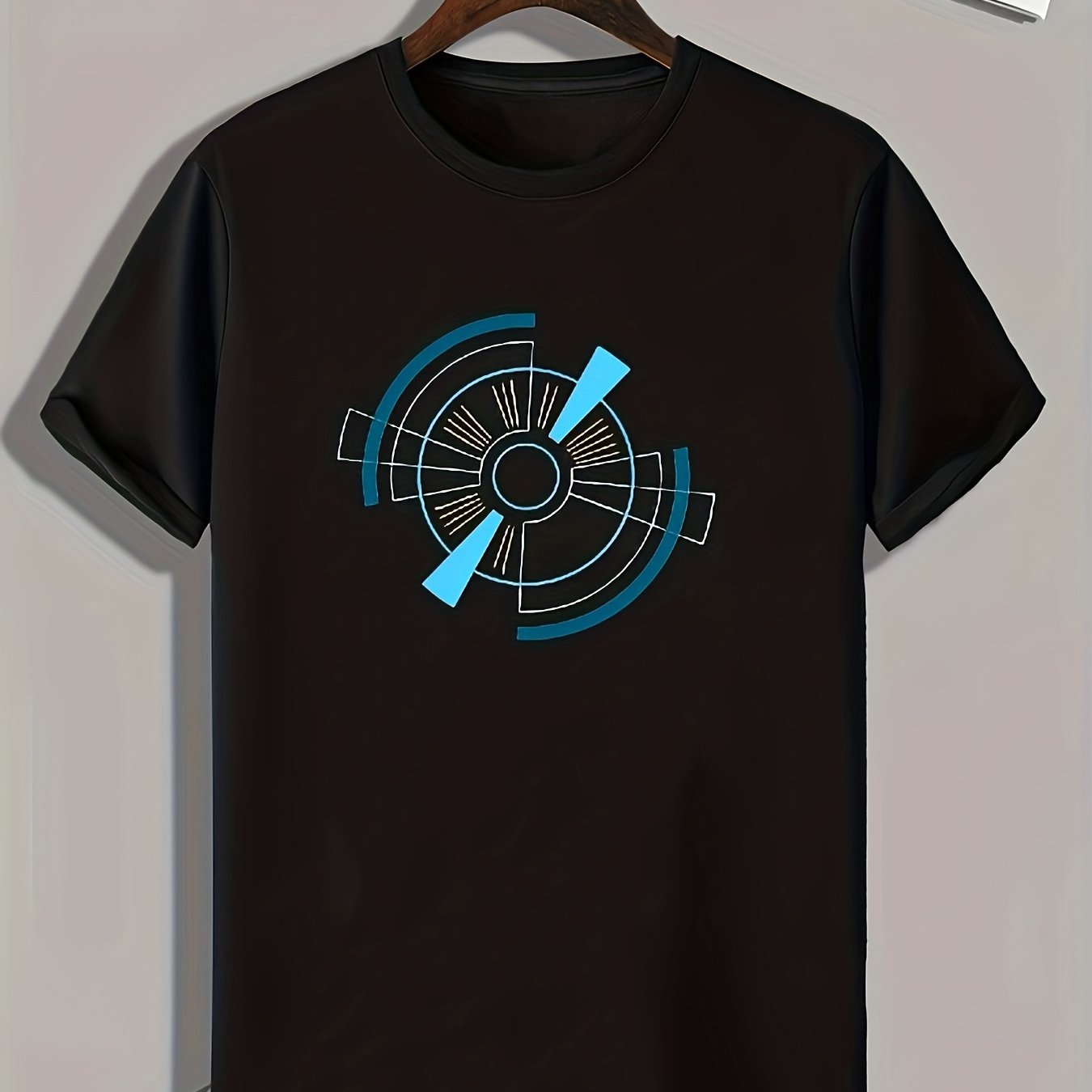 Disk Pattern Print Men's Comfy Sports T-shirt