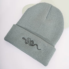 Snake Embroidered Beanie Hat for Women Christmas Gift
