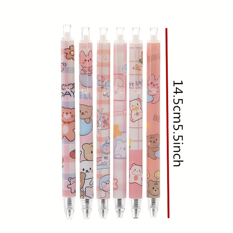 6pcs Bear 0.5mm Quick Dry Bullet Signature Pens for Students