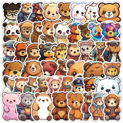 50pcs Bear Series Stickers for Computer Helmet Water Cup Decor