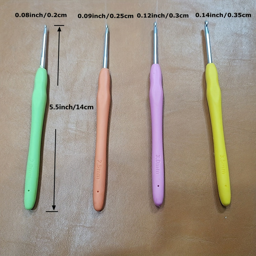 1pc 2mm-10mm Crochet Hook Set Aluminum with Silicone Handle