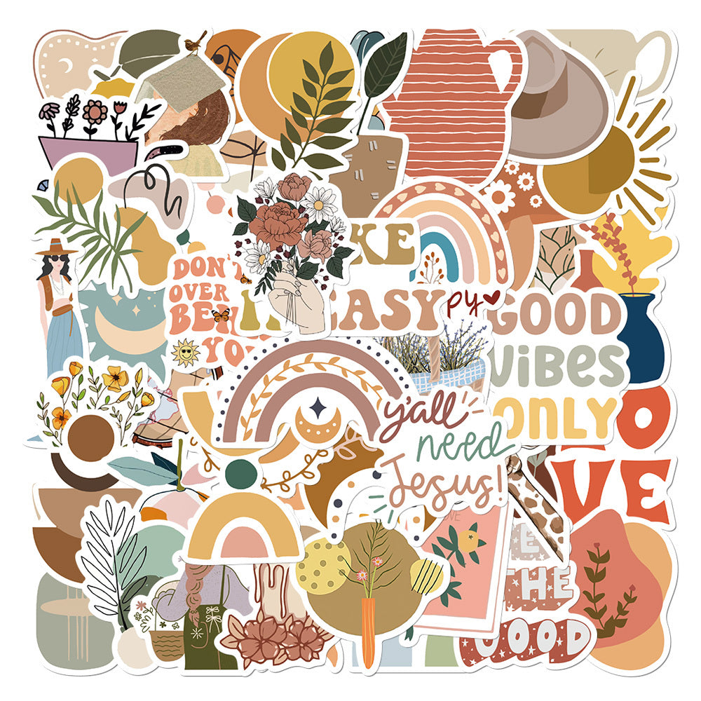 50pcs DIY Waterproof Handbook Stickers Self-adhesive for Phone Notebook