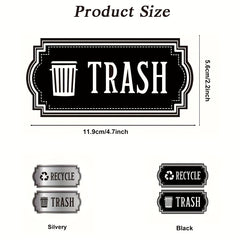 2pcs Gray Recycling Trash Stickers Glossy Finish Indoor Outdoor Use