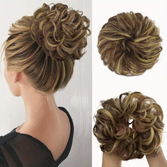 Messy Donut Hair Buns Updo Chignon Elastic Hair Rope Extensions